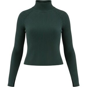 American Eagle Dark Green Ribbed Mock Neck Raglan Sleeve Sweater Small